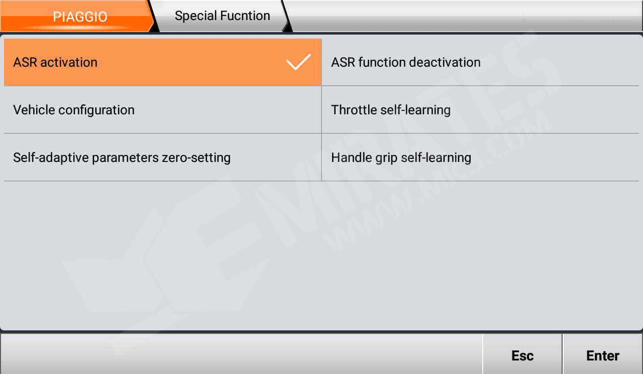 Fonction spéciale OBDStar MS80 Piaggio