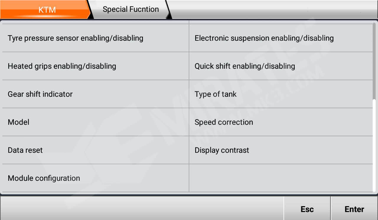 Fonction spéciale OBDStar MS80 KTM