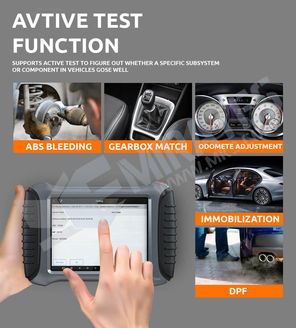 Supports Active Test to figure out whether a specific subsystem or component in vehicles goes well