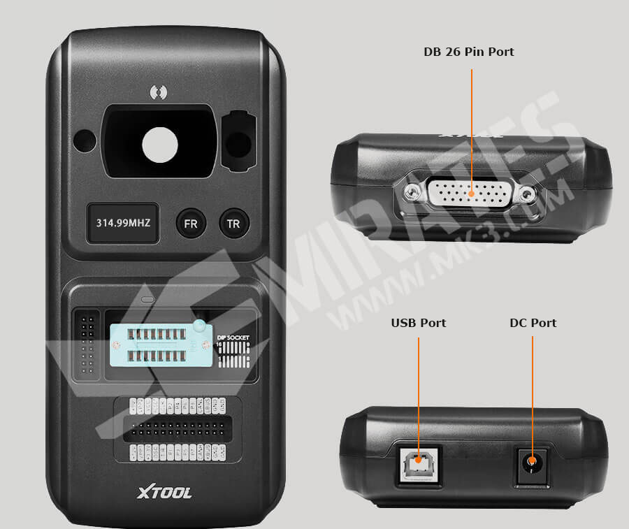 Xtool KC 501 Contain : USB Port , DC Port , DB 26 Pin Port Xtool KC 501 Interface Instruction