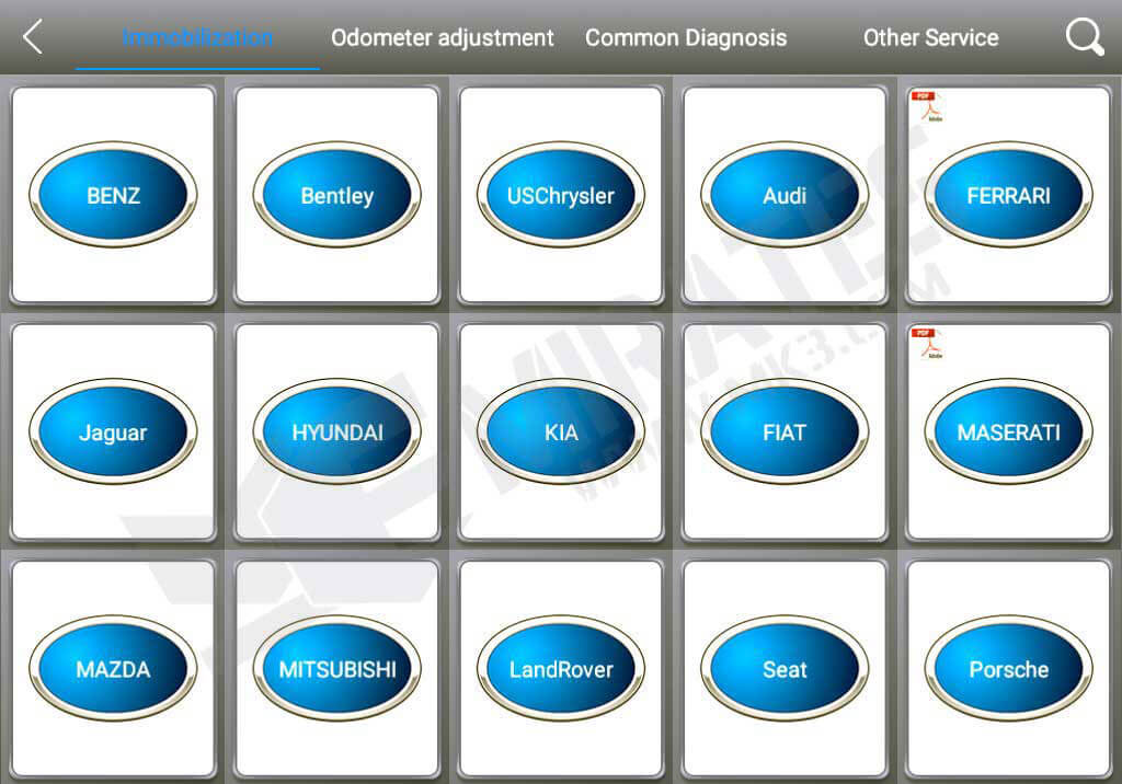 X100PAD Elite The Immobilization Interface X100PAD Elite Menu Options