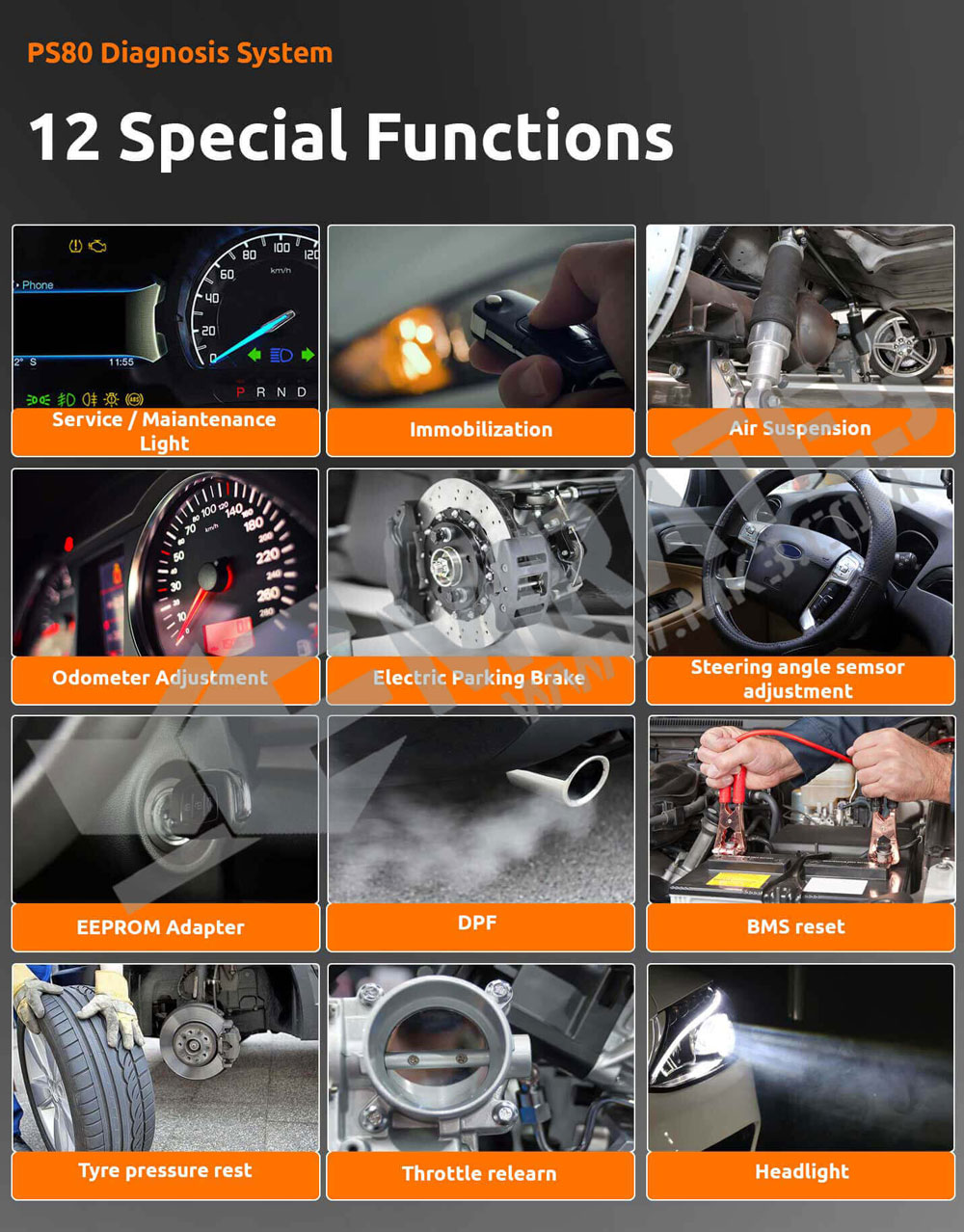 XTool PS80 Diagnostics System 12 Special Functions
