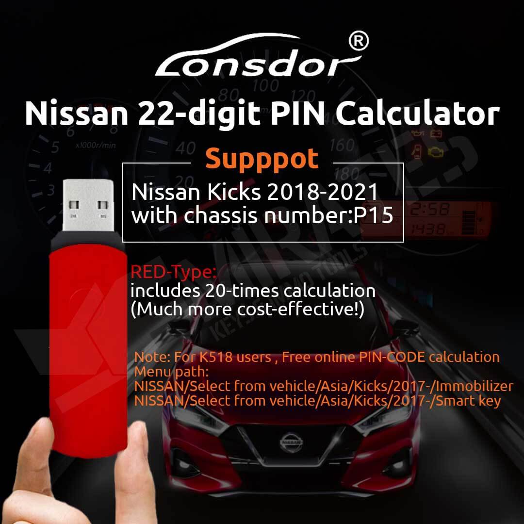 Calculadora de código PIN de 22 dígitos Lonsdor Nissan com cálculo de 20 vezes
