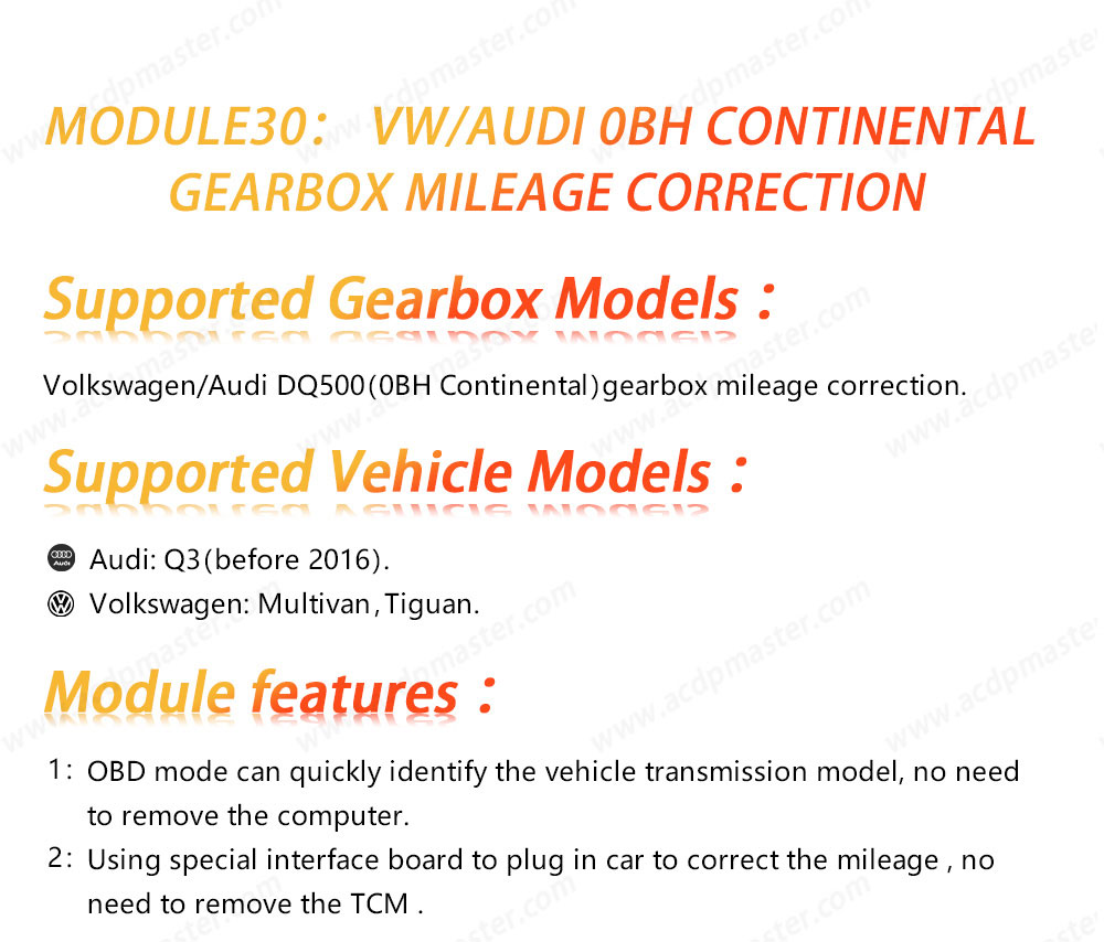 New Yanhua ACDP Module 30 for VW/Audi 0BH Continental Gearbox Mileage Correction with License A607 | Emirates Keys