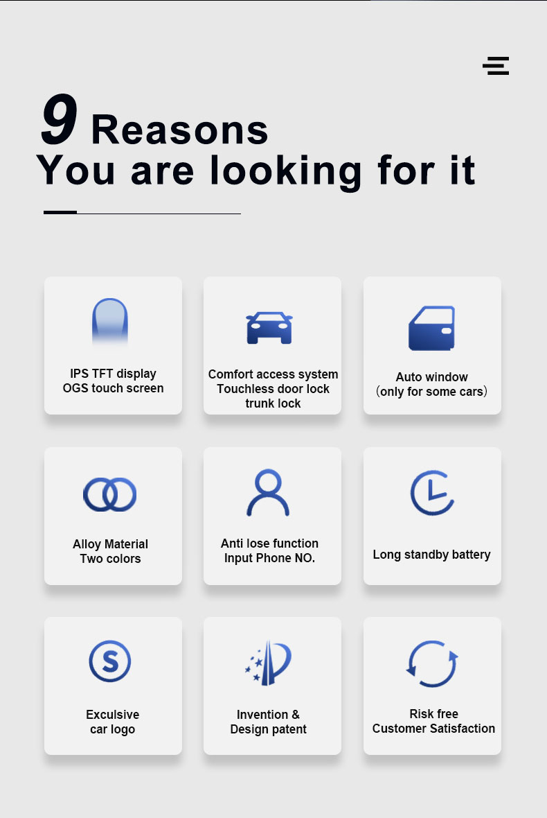 Новый универсальный комплект смарт-ключей с ЖК-дисплеем послепродажного обслуживания с входом без ключа и системой отслеживания местоположения автомобиля IOS серебристого цвета | Ключи Эмирейтс