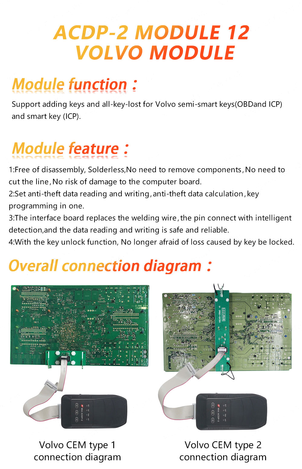 Yanhua Mini ACDP 2 Second Generation Volvo Module 12 Immo Module for Volvo Semi-smart Keys Adding Keys and All Key Lost | Emirates Keys