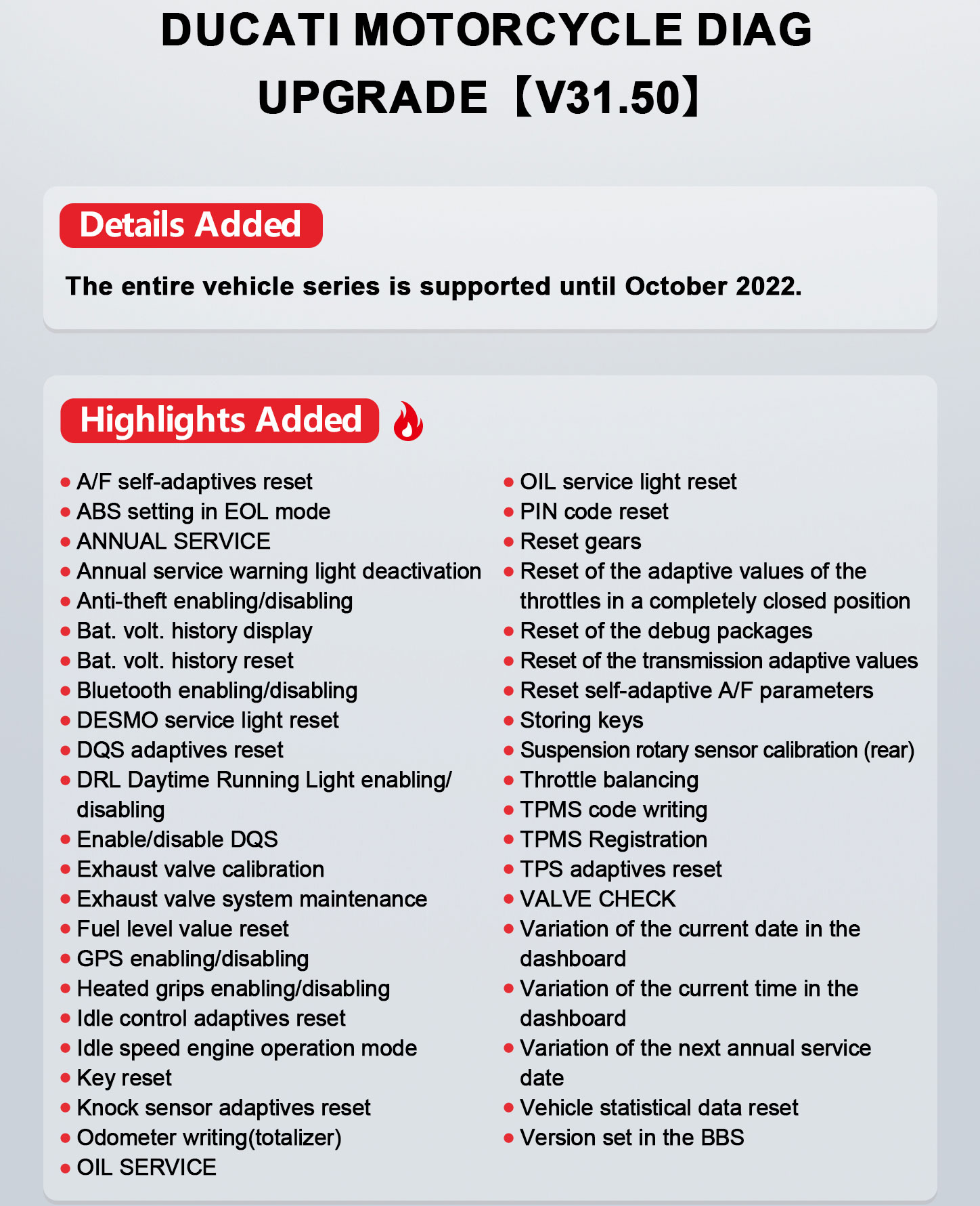Atualização V31.50 DUCATI Diag 2023-06-25