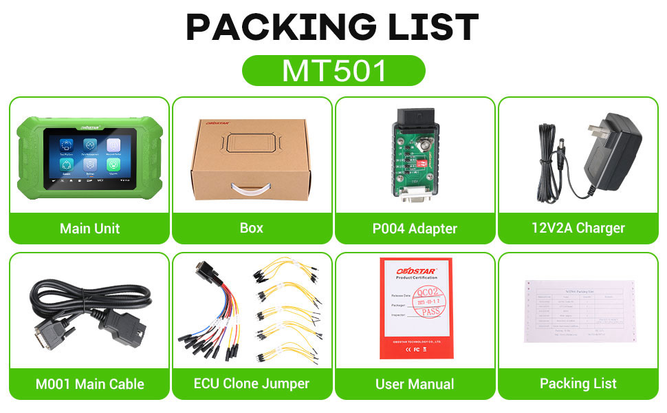 La piattaforma di test OBDSTAR MT501 include: