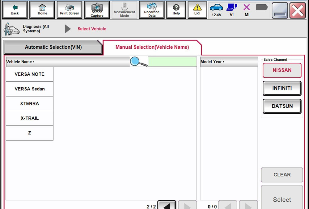 vxdiag elenco veicoli nissan 2
