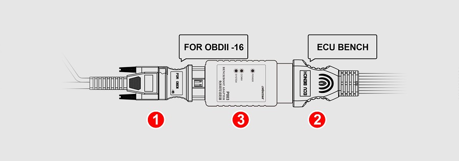P003 adapter and ECU BENCH cables connection method