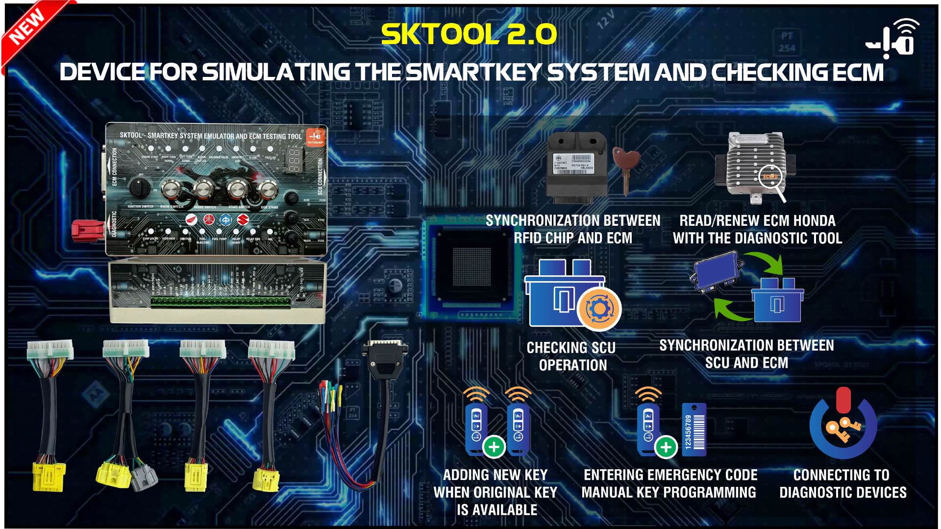 New AutoShop SKTOOL 2.0 for Simulating The Smart Key System and Immobilizer System from brands such as HONDA, YAMAHA, PIAGGIO, VESPA, and SUZUKI | Emirates Keys