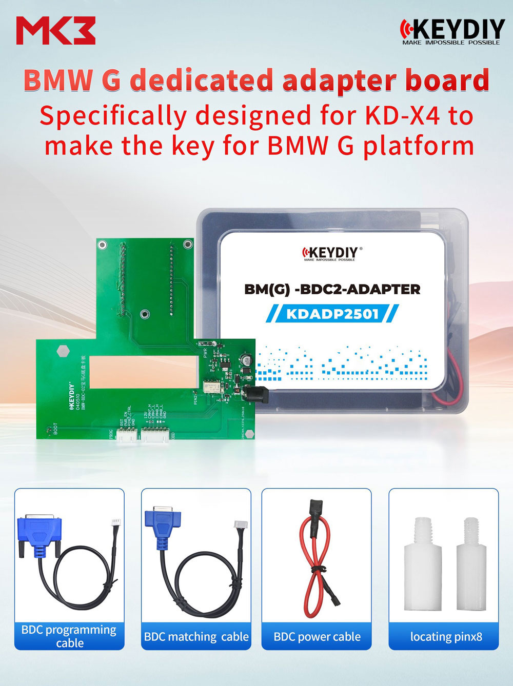 New KeyDIY BMW G Series BDC2 Adapter for KD-X4 is a dedicated adapter board designed exclusively for the KD-X4 programmer to support key programming for BMW G platform vehicles | Emirates Keys