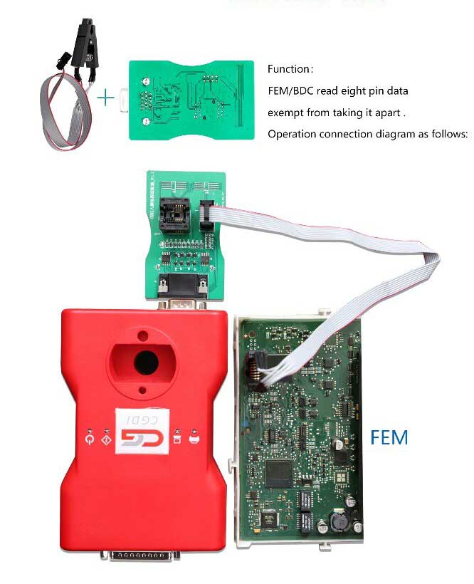Nova leitura CGDI 8 Foot Chip Free Clip Adapter com CGDI Prog BMW Para BMW e XPROG 5.60 /5.74/5.84 e UPA USB ECU Programmer | Chaves dos Emirados