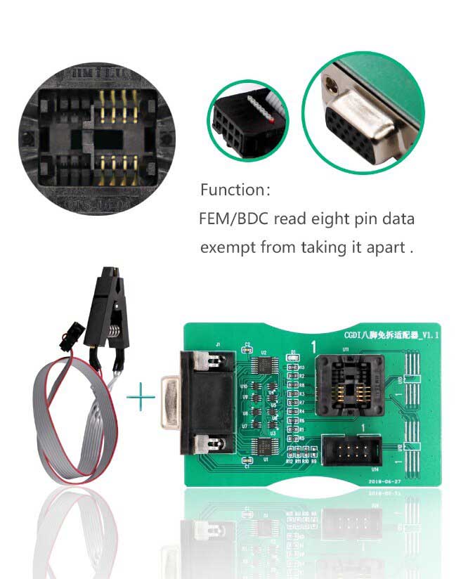 Nova leitura CGDI 8 Foot Chip Free Clip Adapter com CGDI Prog BMW Para BMW e XPROG 5.60 /5.74/5.84 e UPA USB ECU Programmer | Chaves dos Emirados