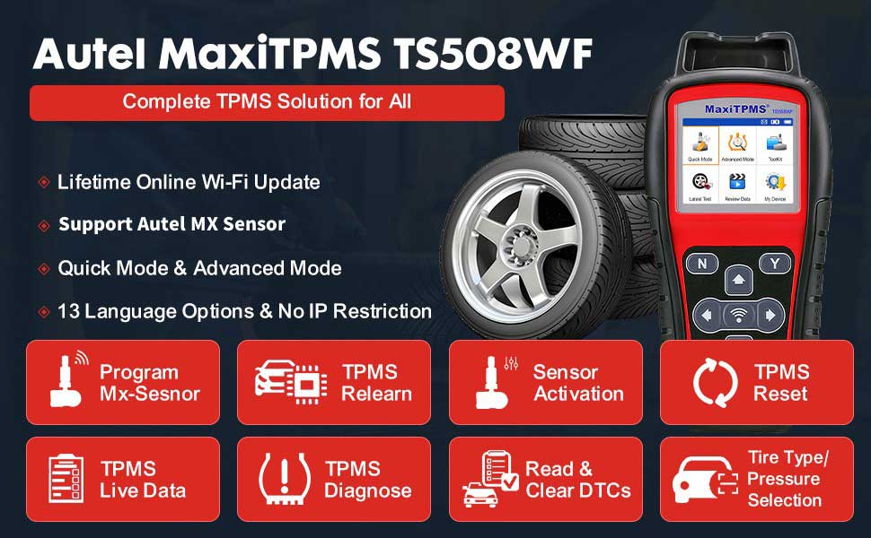 New Autel MaxiTPMS TS508WF Advanced TPMS Service Tool with WI-FI Updates is a new generation TPMS diagnostic & service tool specially designed to activate all known TPMS sensors