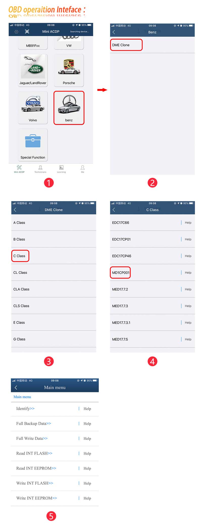 Yanhua ACDP Set Mercedes Bens DME Clone Module 15 compatible con Mercedes X1, X2, X3, X4, X5, X6, X7 DME clon. No es necesario abrir la carcasa DME, no es necesario perforar el agujero en DME