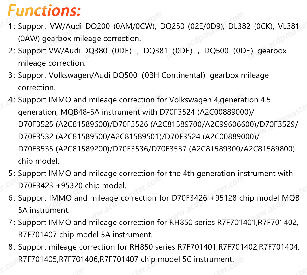 Pacchetto chilometraggio YanhuaACDP VW / Audi TCU / ODO (modulo di programmazione ACDP-2+modulo 21+modulo 25+modulo 30+modulo 33+modulo 34) | Chiavi degli Emirati
